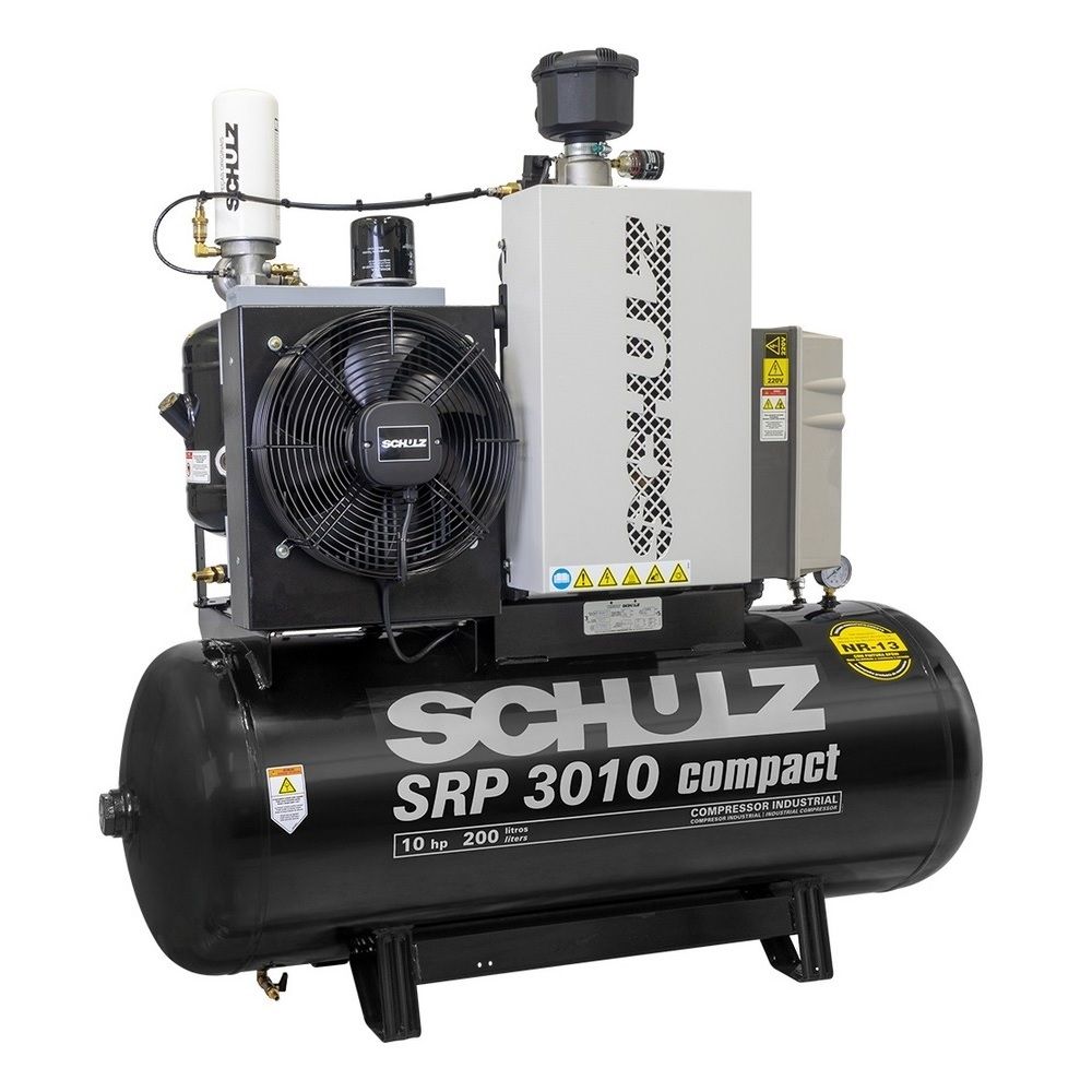 Compressor Ar Parafuso Schulz 10Hp 200L 380V SRP 3010E III Compact