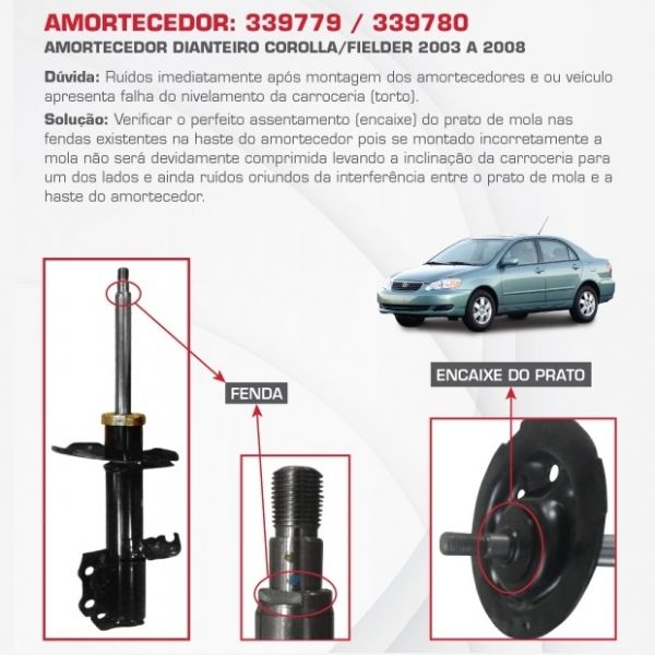 Amortecedor Dianteiro Toyota Corolla 02/08 Fielder 04/08 Dianteiro Esquerdo