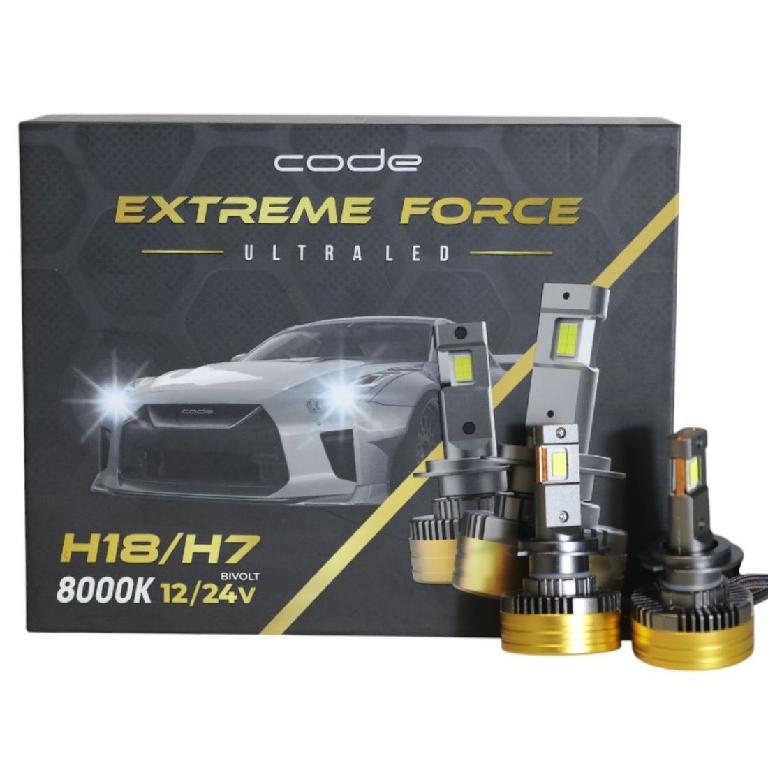 Kit 2 Lâmpadas Ultra Led Code Extreme Force H18 H7 8000K