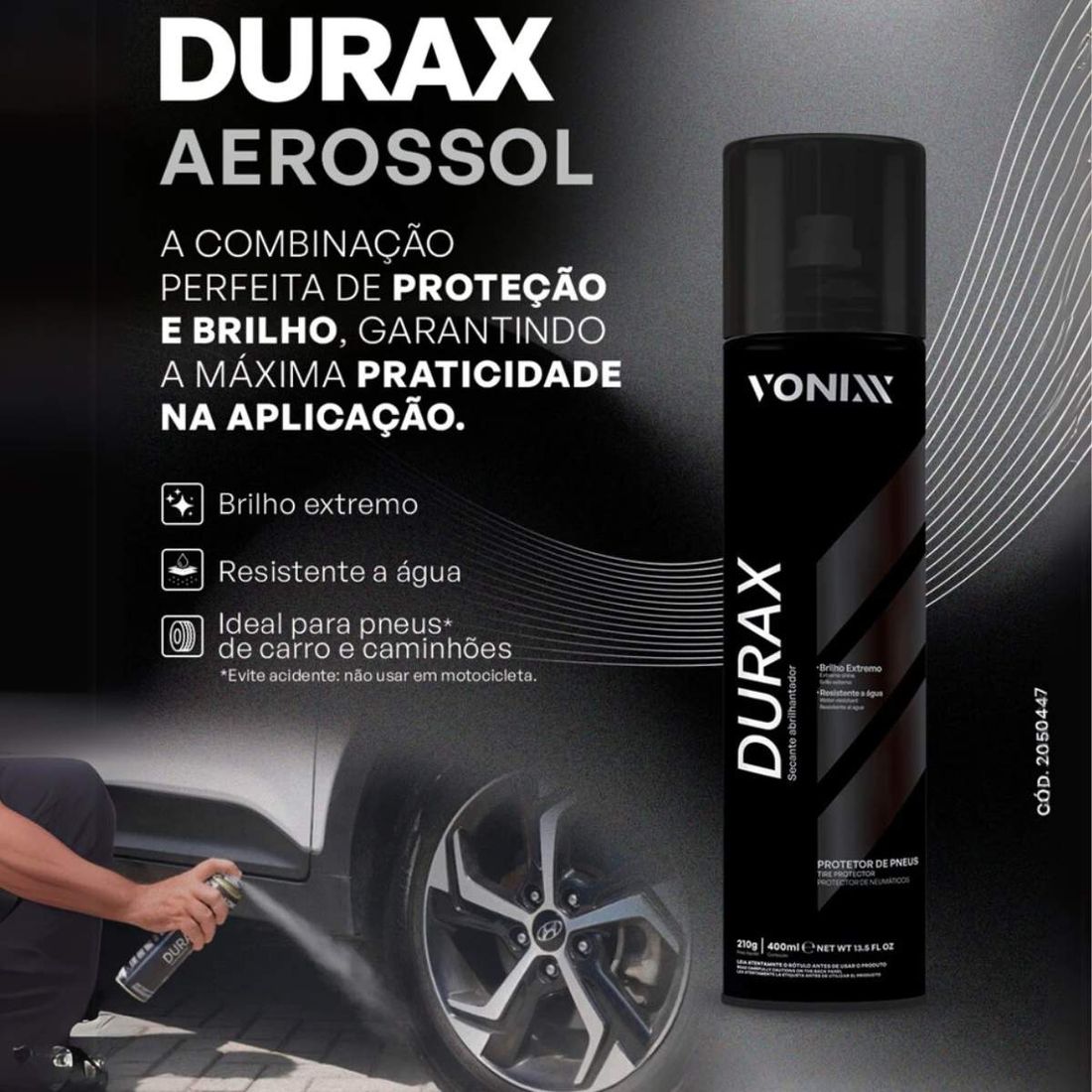 Protetor de Pneus Brilho Extremo em Spray Vonixx Durax 400ml Protetor de Pneus Brilho Extremo em Spray Vonixx Durax 400ml