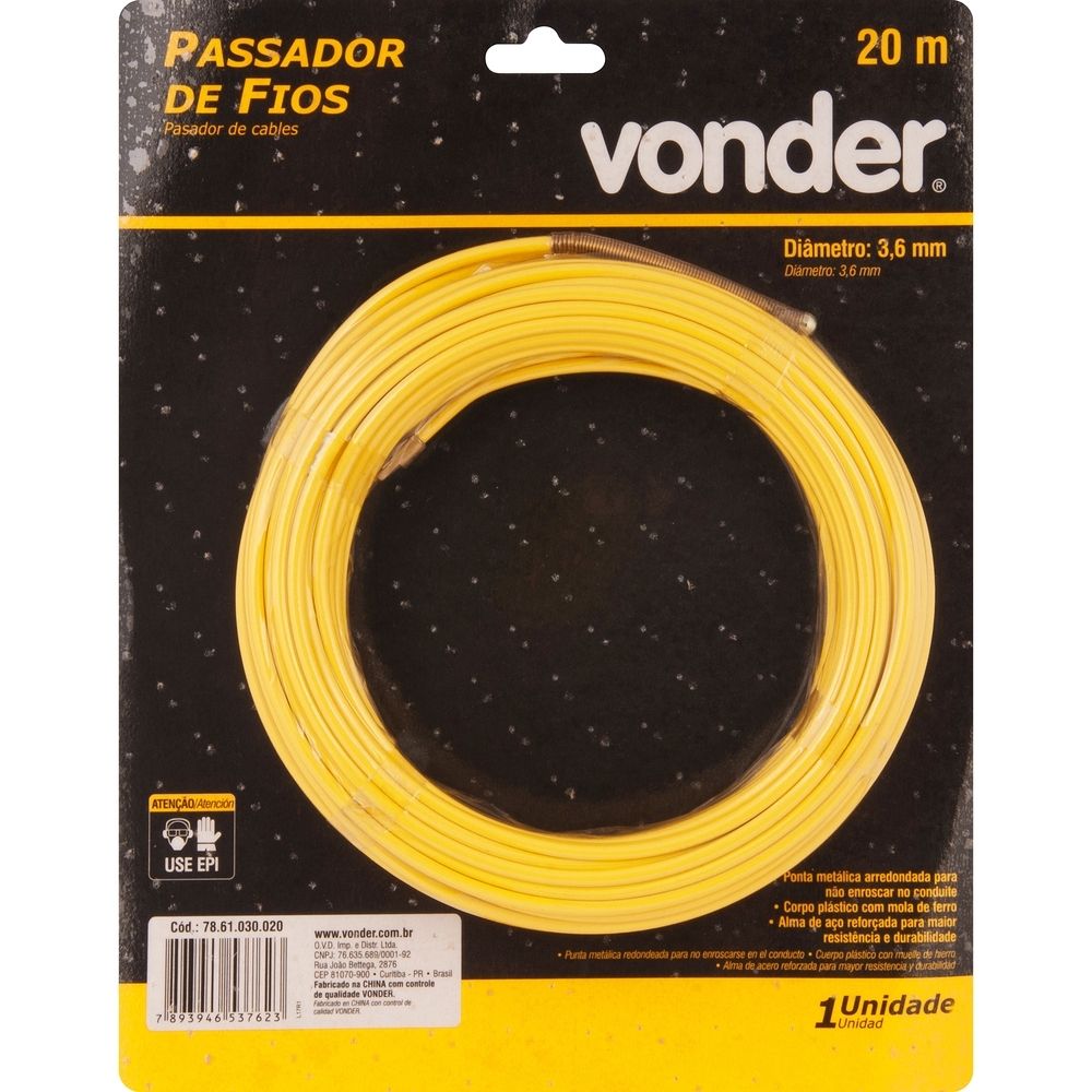 Passador de fios 20m com alma de aço Vonder 7861030020