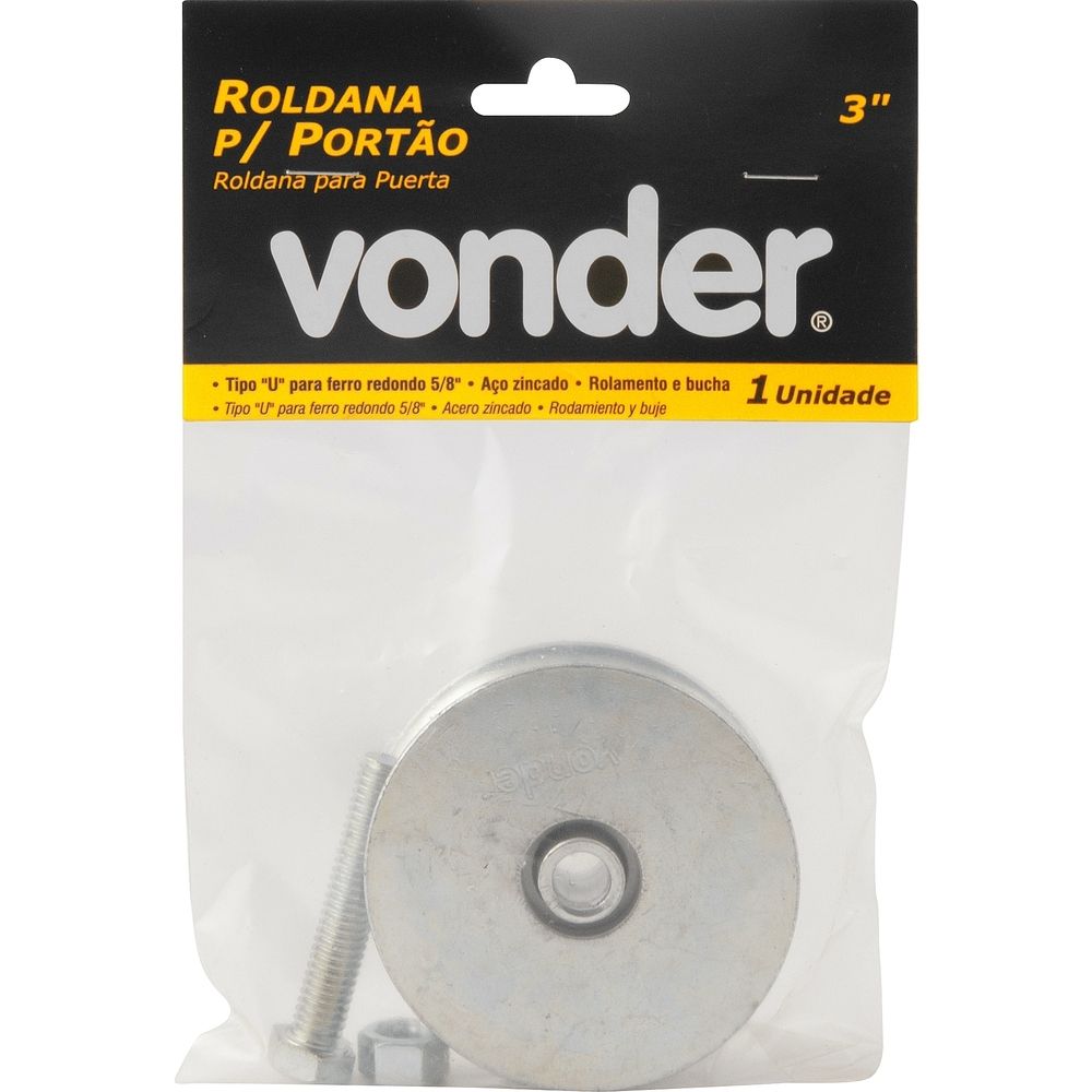 Roldana Portão 3" "U" Zincado Vonder 3212300192