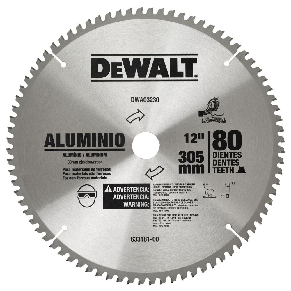 Lâmina de Serra Esquadria DeWalt DWA03230 Corte em Alumínio 12" Com 80 Dentes Lâmina de Serra Esquadria DeWalt DWA03230 Corte em Alumínio 12" Com 80 Dentes