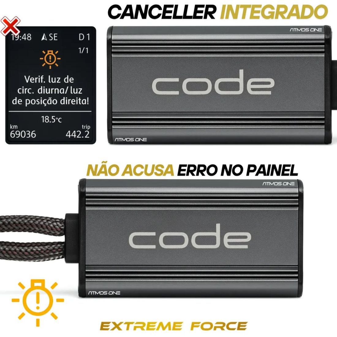 Kit 2 Lâmpadas Ultra Led Code Extreme Force H18 H7 12V 4300K