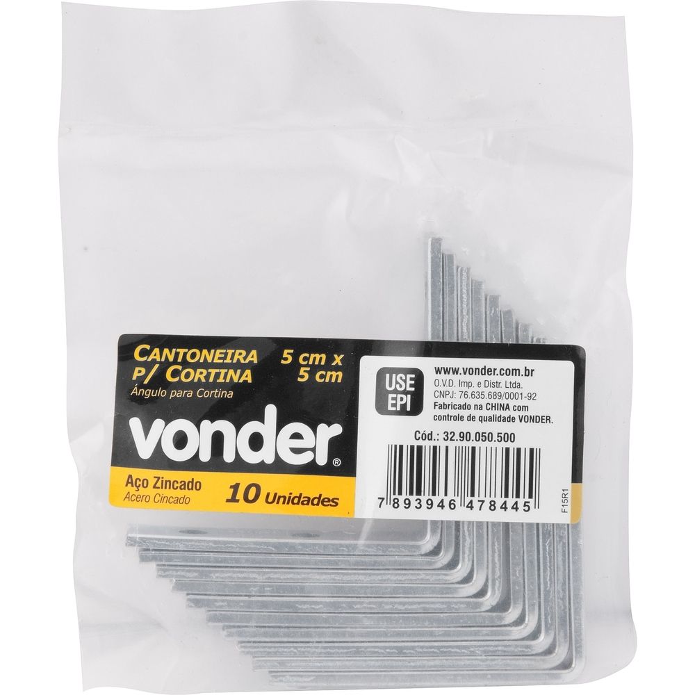 Cantoneira Zincada Tipo "L" 5x5cm Vonder 3290050500