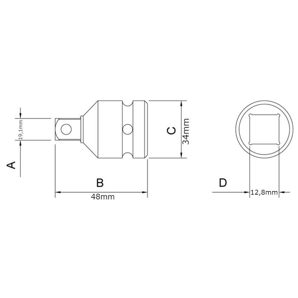 Adaptador para soquetes de impacto Tramontina 44899/101 - 1/2" F x 3/4" M Adaptador para soquetes de impacto Tramontina 44899/101 - 1/2" F x 3/4" M