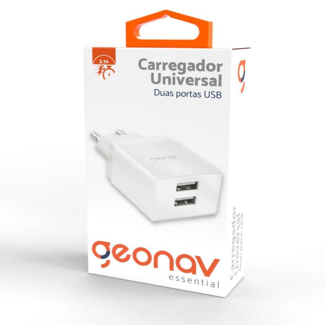 Carregador USB Universal Branco Geonav ESACW2