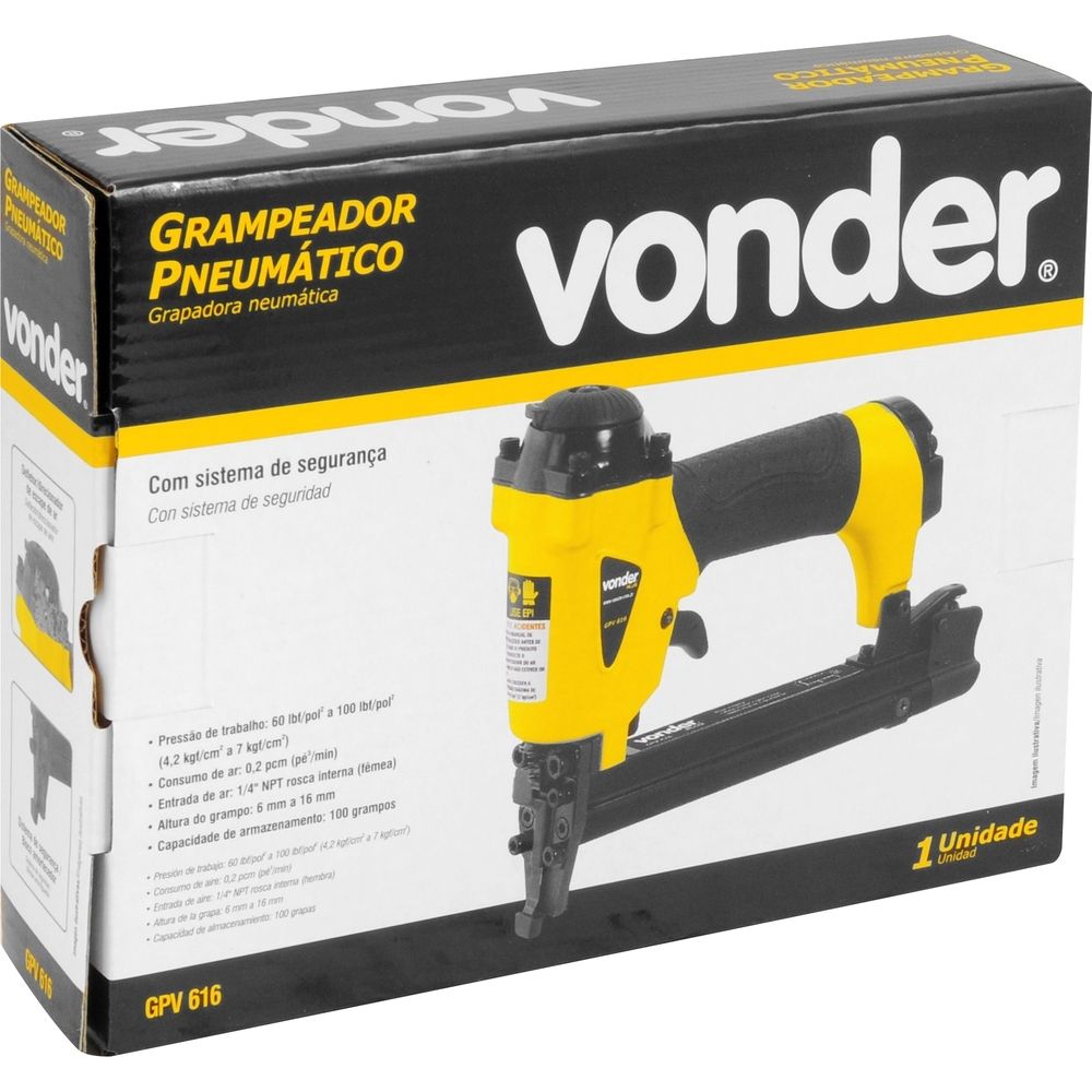 Grampeador Pneumático 6 a 16mm GPV 616 Vonder 6258000616