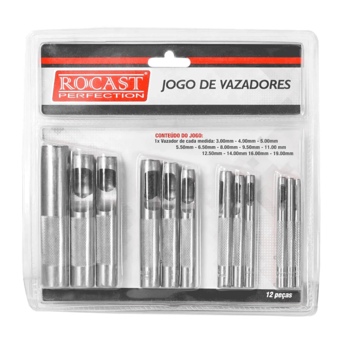 Jogo de Vazadores 3 a 19mm 12pçs 59.0016 Rocast Jogo de Vazadores 3 a 19mm 12pçs 59.0016 Rocast