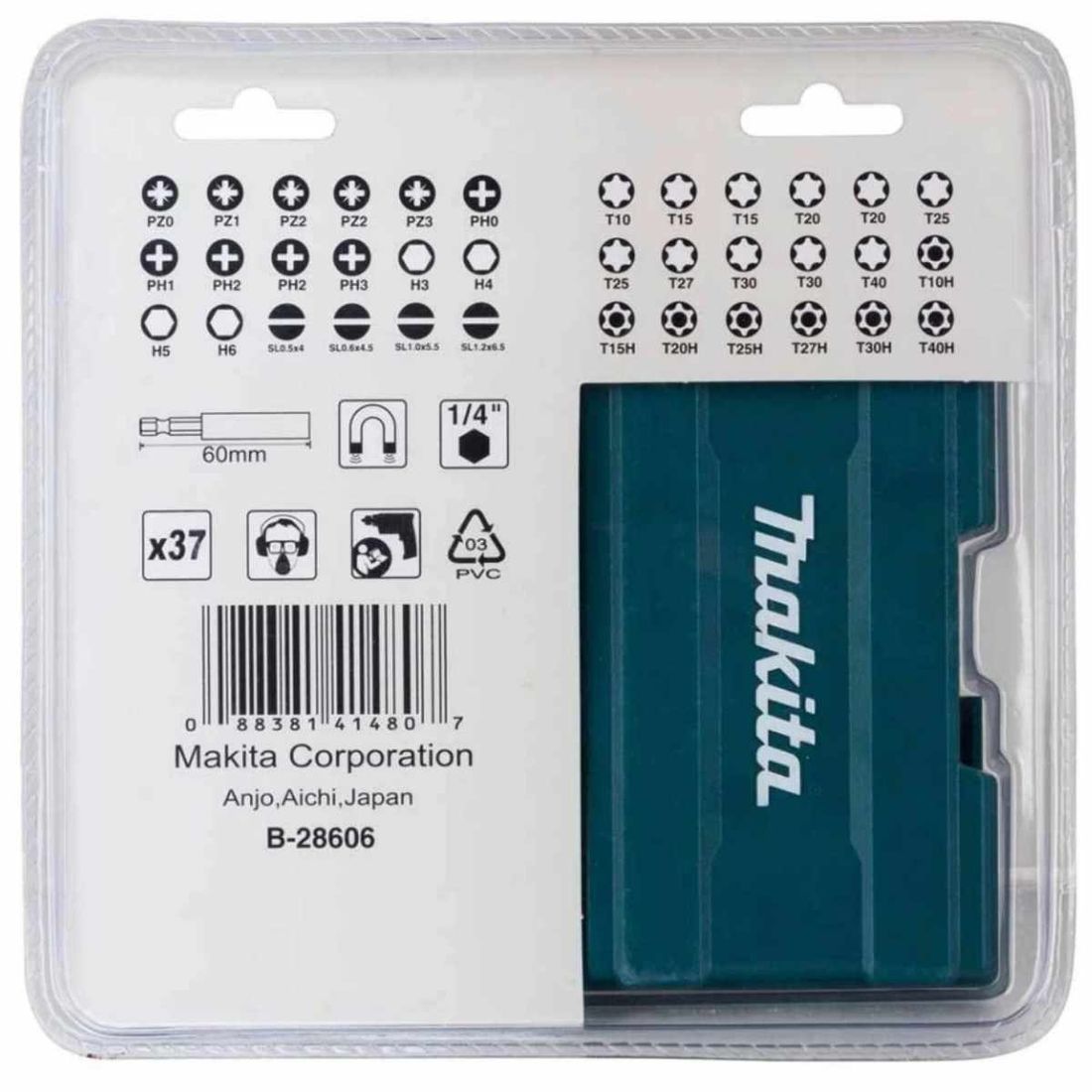 Jogo de Ponteira Bits 37 peças Makita B-28606 Jogo de Ponteira Bits 37 peças Makita B-28606
