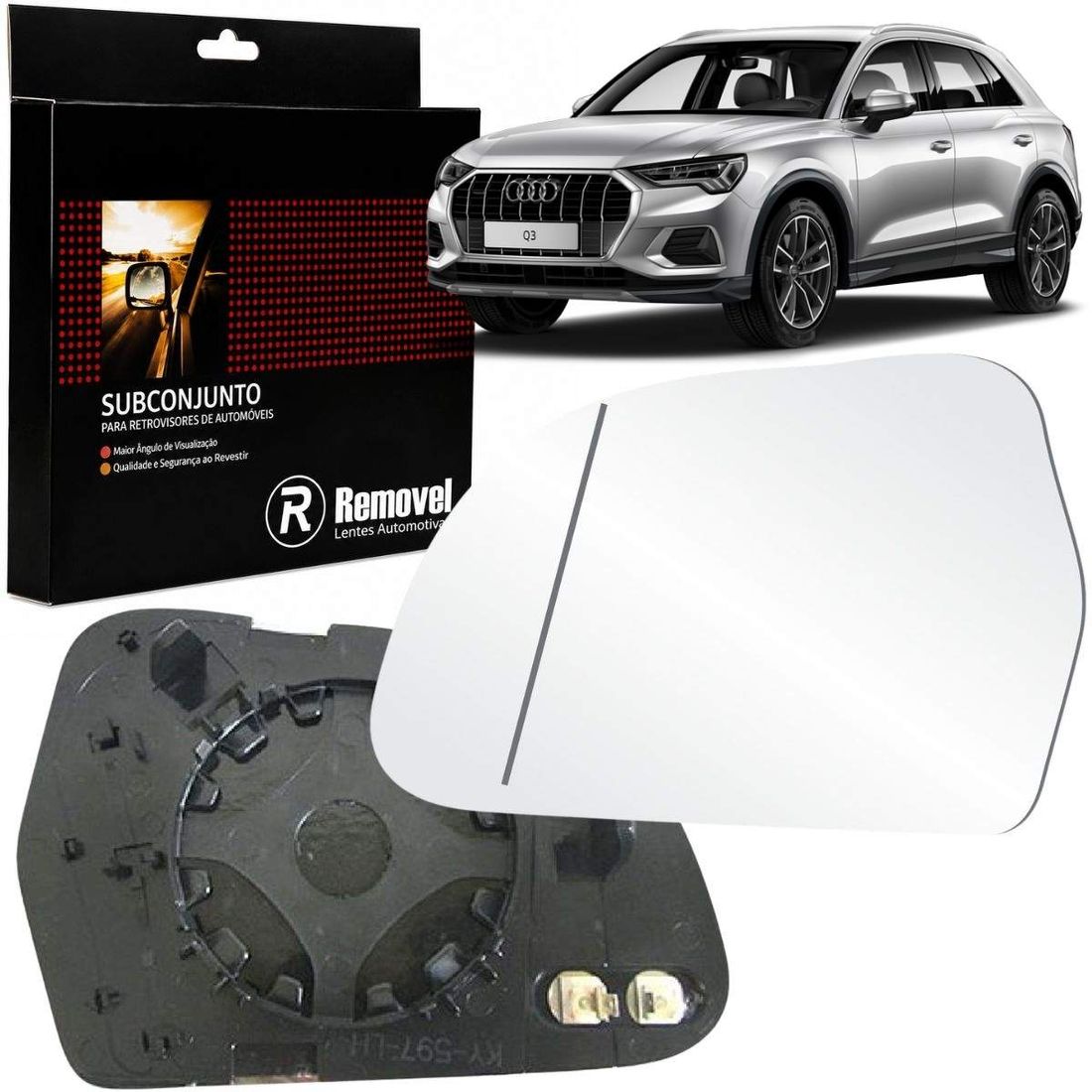 Lente Retrovisor Esquerdo Audi Q3 Asférico Térmico SB325