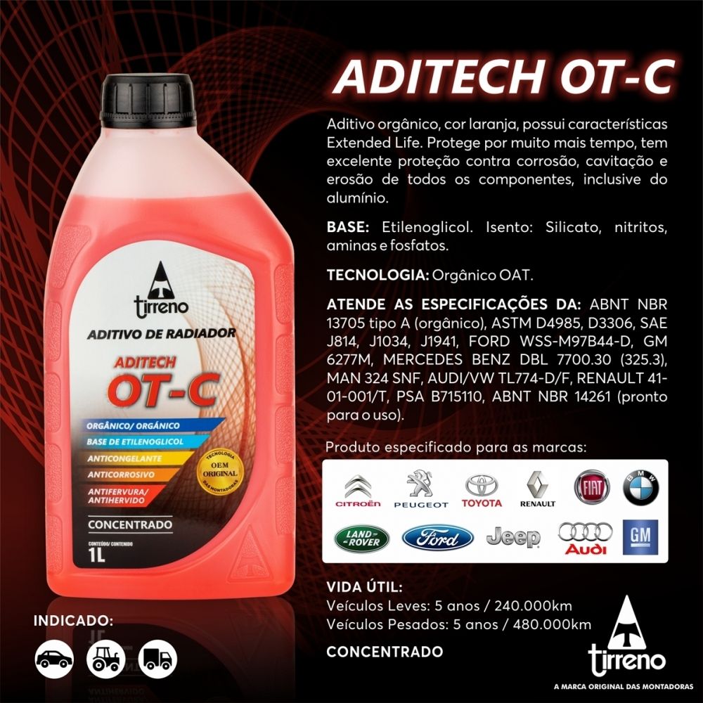 Aditivo Radiador Concentrado TIRRENO Laranja 1 Litro Orgânico