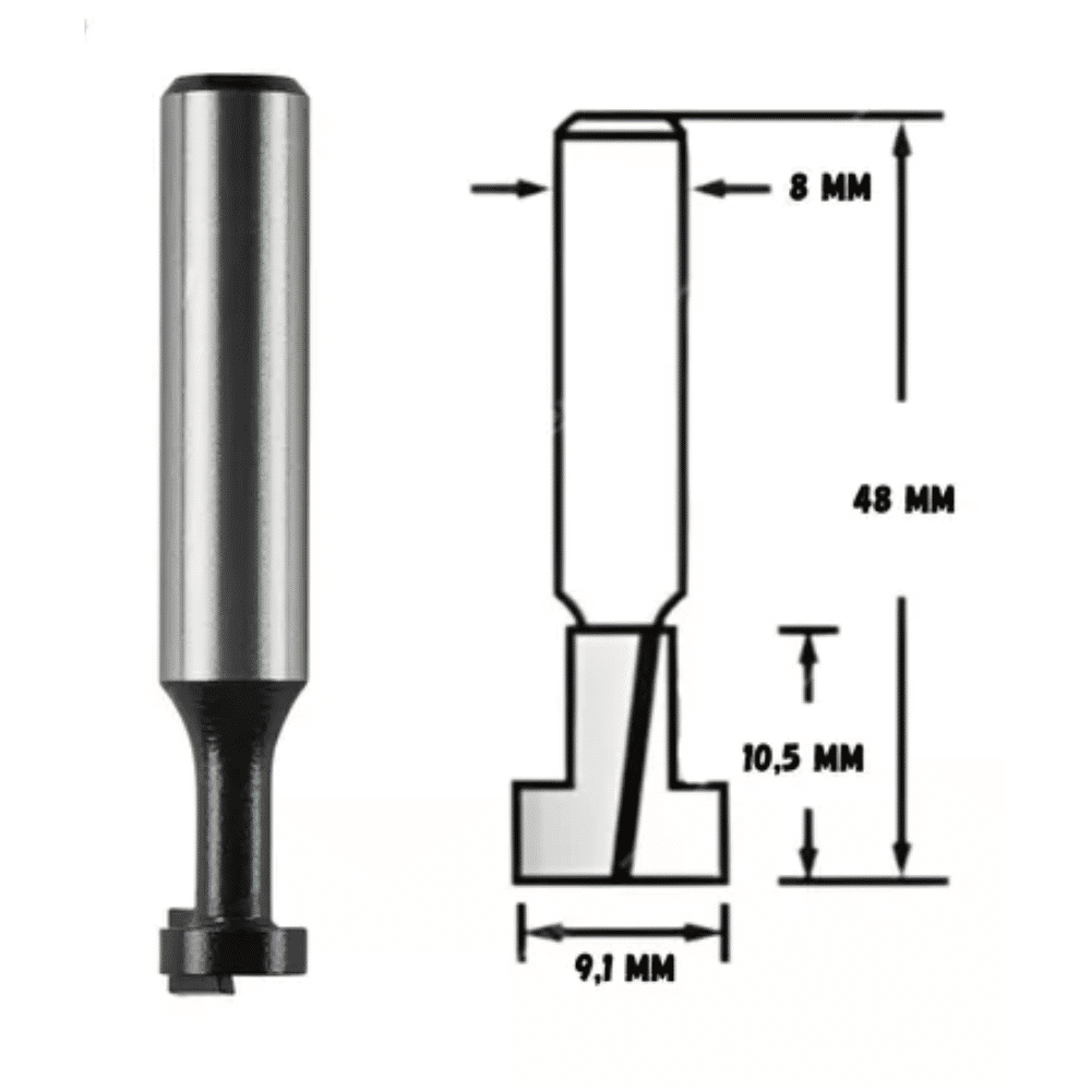 Fresa De Encaixe Tipo T Canaleta Haste 8mm Makita D-68812