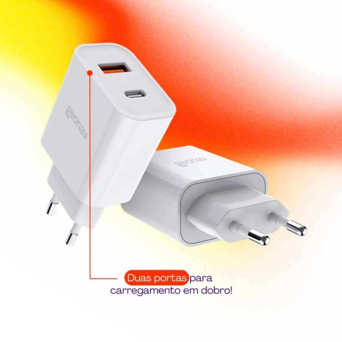 Carregador Smartphone Ultra Rápido Duo 20W/18W Geonav