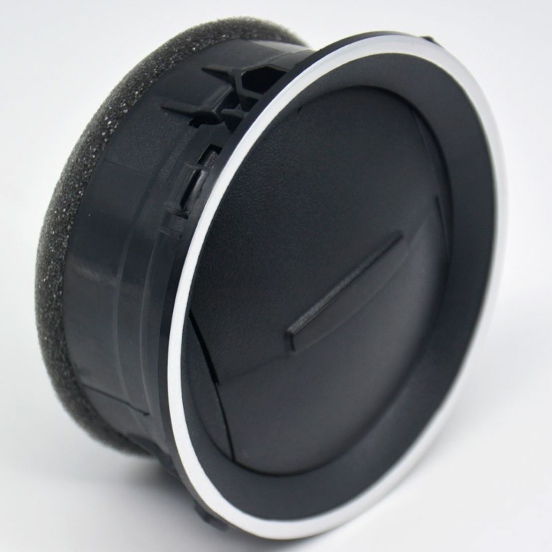 Difusor Ar VW Gol/Voyage/Saveiro G4/G5/G6 Preto Aro Prata (Botão Central Preto) Central/Lateral