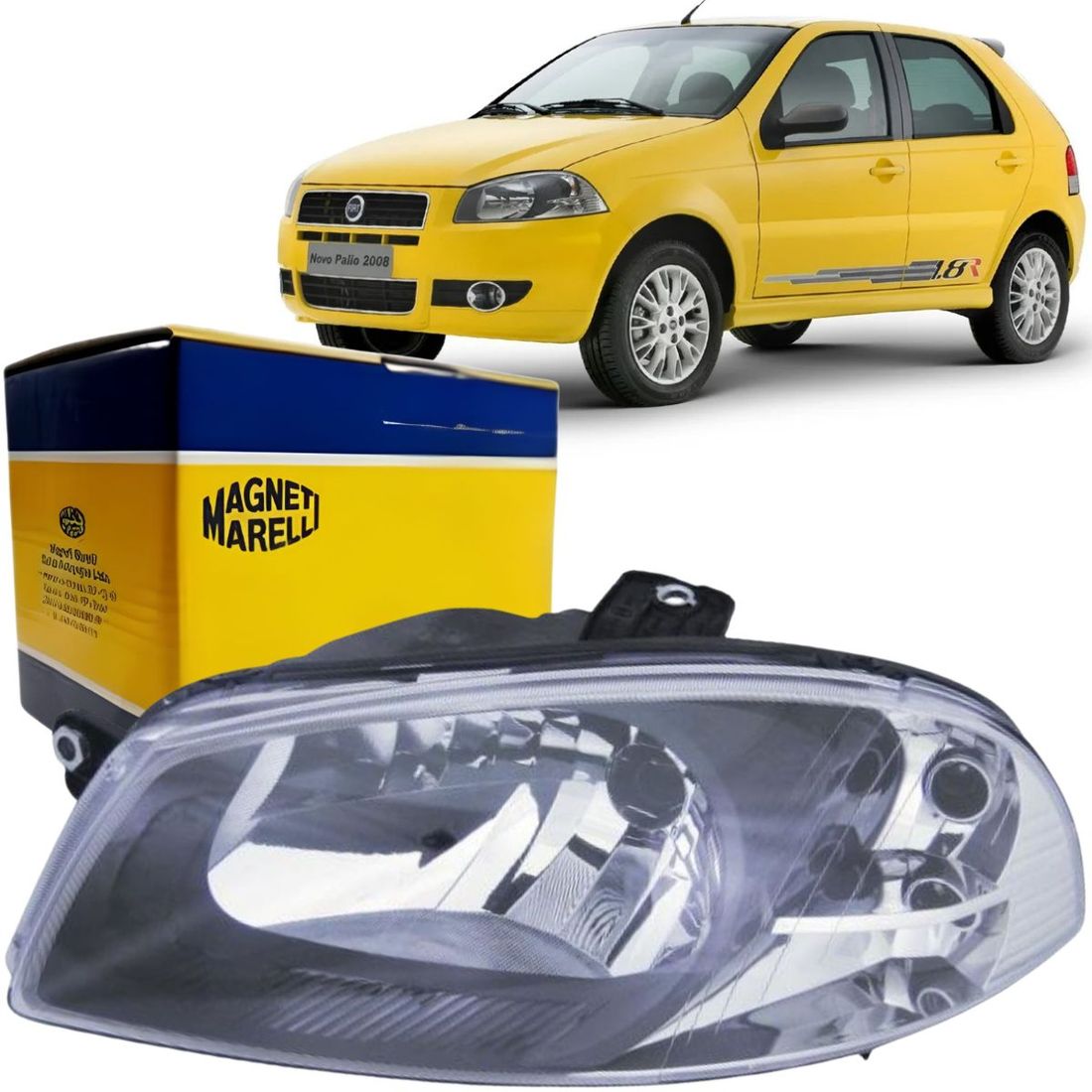 Farol Marelli Lado Esquerdo Fiat Palio 1.8R Após 2008 Farol Marelli Lado Esquerdo Fiat Palio 1.8R Após 2008