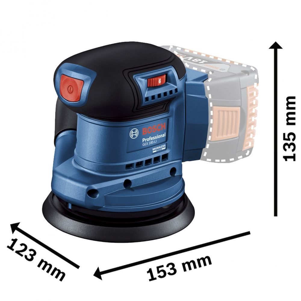 Lixadeira Roto Orbital Bosch GEX 185LI SB 5" 18V Sem Bateria