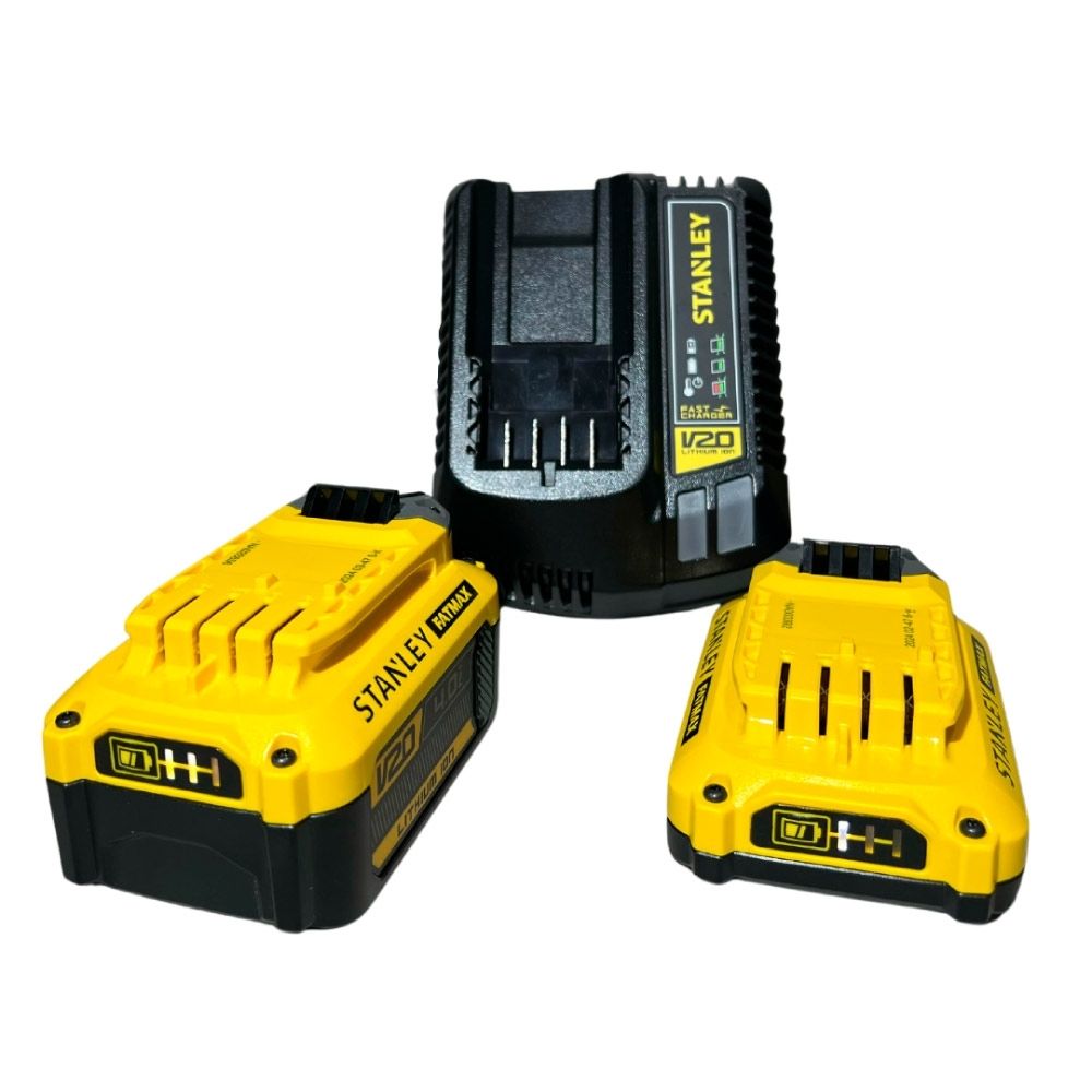 Kit 1 Bateria 20V 4Ah + 1 Bateria 2Ah SCB224CK-BR Stanley Carregador e Bolsa Kit 1 Bateria 20V 4Ah + 1 Bateria 2Ah SCB224CK-BR Stanley Carregador e Bolsa