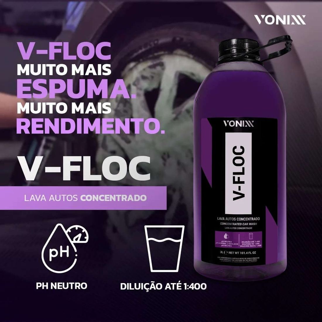 Lava Autos Concentrado Vonixx V-Floc 3L Lava Autos Concentrado Vonixx V-Floc 3L