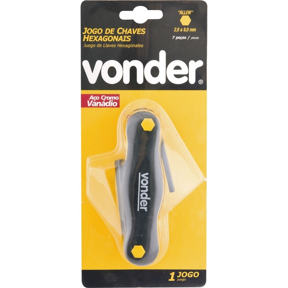 Jogo Chave Allen 2-8mm 7 peças Tipo Canivete Vonder 3573200800