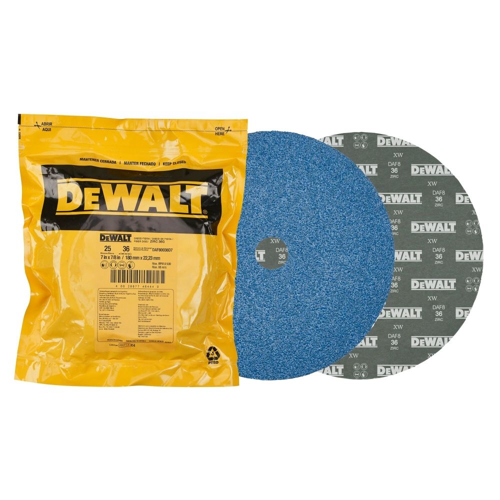 Disco Lixa Fibra Zirconia 4.1/2" Grão 50 DeWalt Disco Lixa Fibra Zirconia 4.1/2" Grão 50 DeWalt