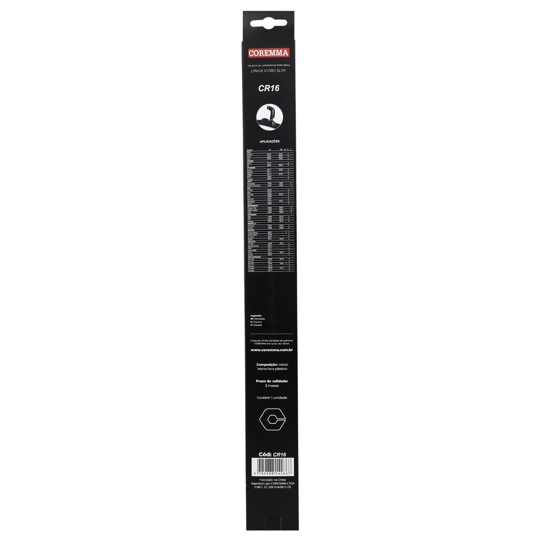 Palheta Limpador Para-brisa Vitro Slim Coremma CR16