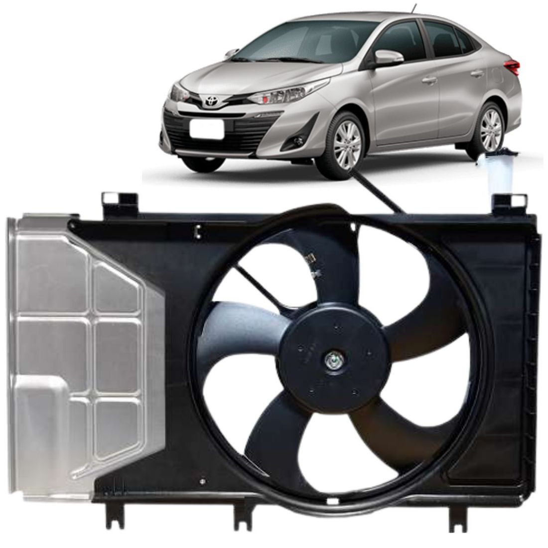 Eletroventilador Toyota Yaris 1.3 1.5 2018 a 2022 C/Defletor