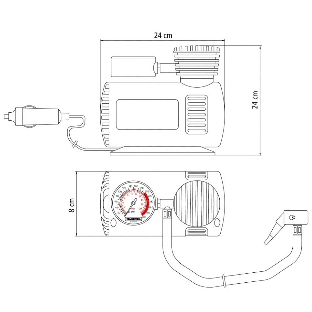Compressor de Ar Portátil 12V - 50W Tramontina 42330/001