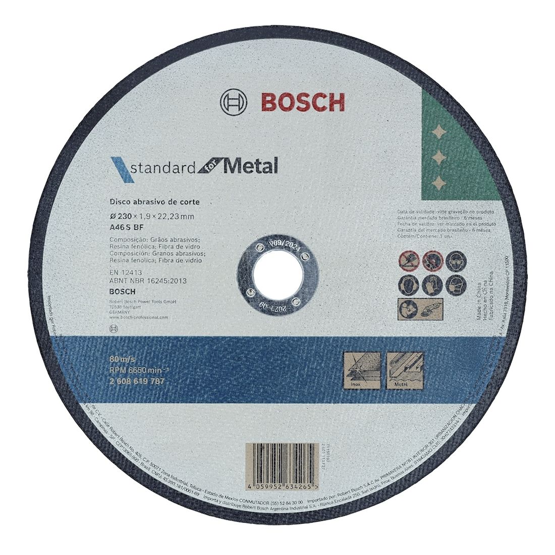 Disco de Corte Metal/Inox 9" x 1,9mm 2608619787 Bosch