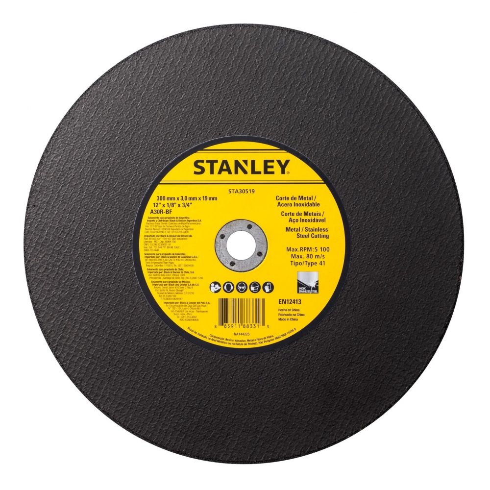 Stanley - Disco de Corte 12 X 1/8 X Furo 3/4" STA30519