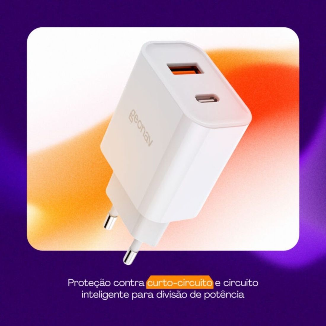 Carregador Smartphone Ultra Rápido Duo 20W/18W Geonav