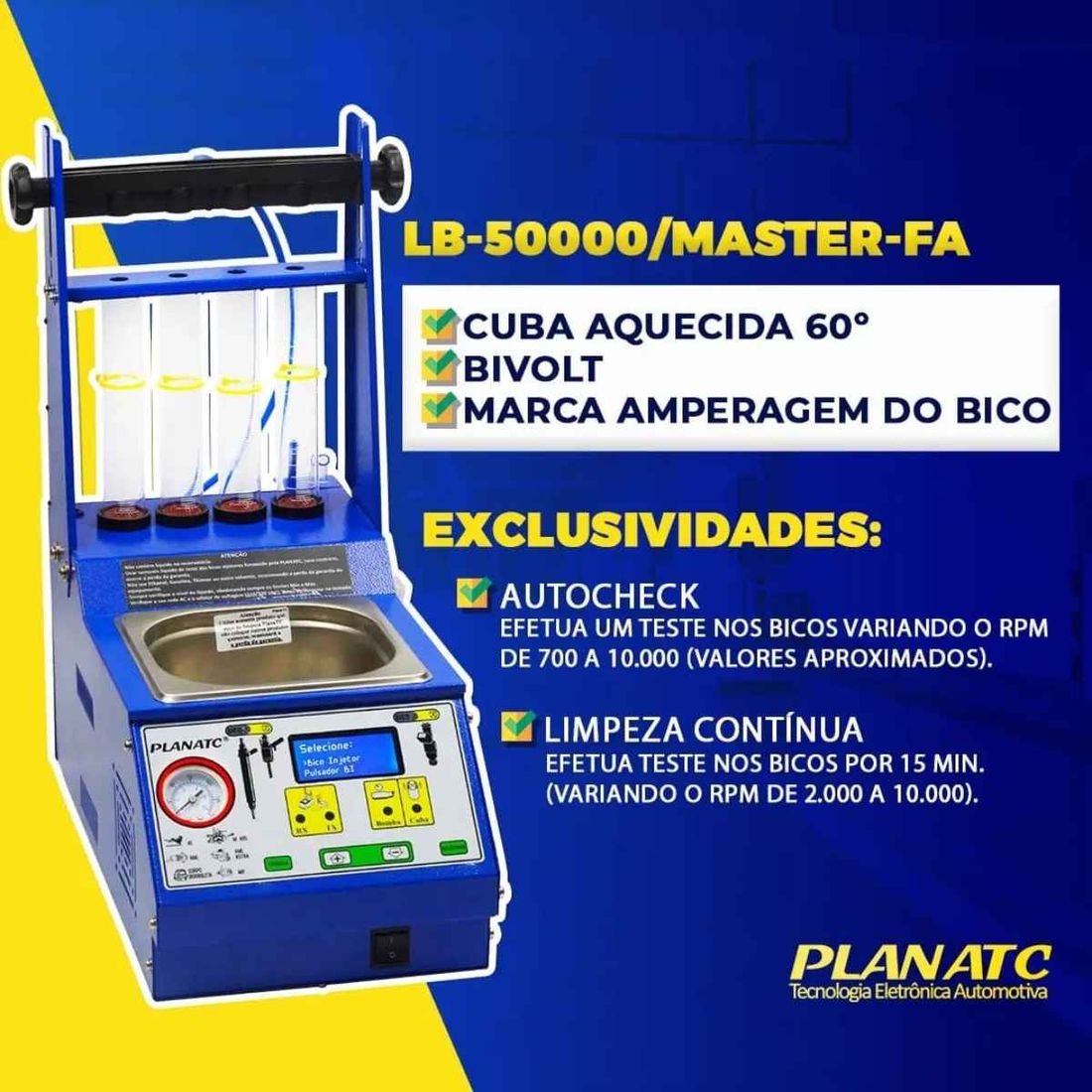 Máquina Limpeza/Teste de Bicos Injetores LB-50000 Master FA PLANATEC