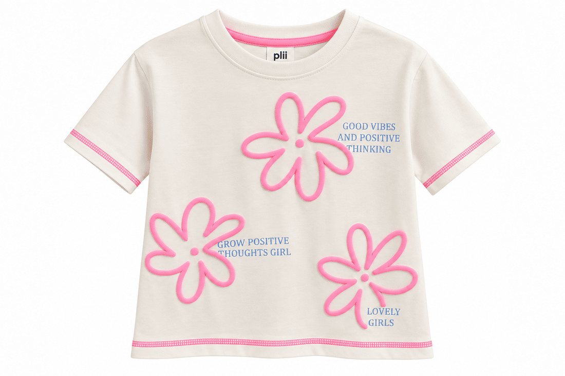 Blusa Infantil em Ribana com Lettering Neon e Glitter Blusa Infantil em Ribana com Lettering Neon e Glitter