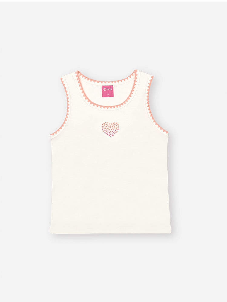 Conjunto Infantil Neon Love com Regata em Cotton e Saia Shorts em Tule Glitter – Look Menina Verão c NATURAL/LARANJA NEON