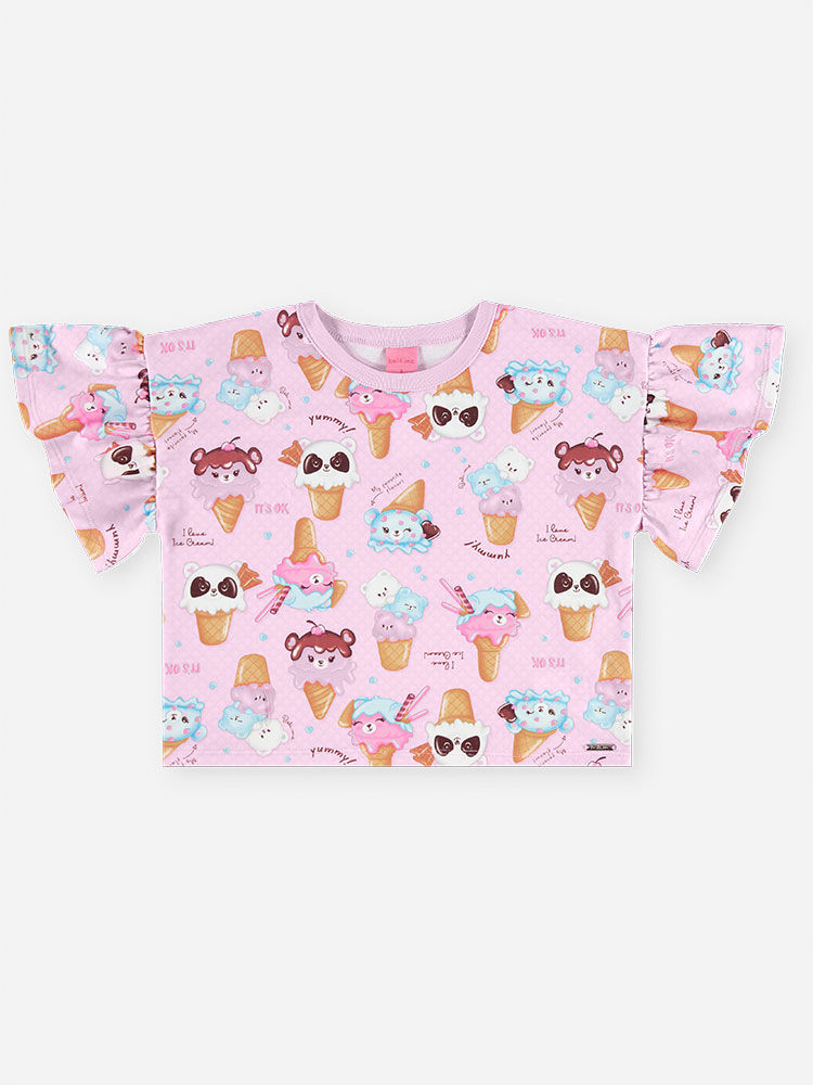 Conjunto Infantil Boxy e Short Molecotton de Sorvetes