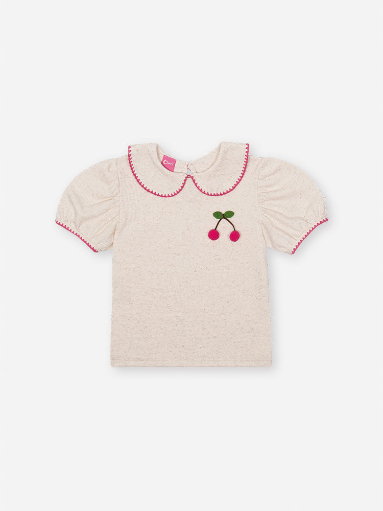 Conjunto Infantil com Blusa Gola Boneca e Saia Shorts em Moletinho Waffle Linho – Look Menina Verão OFF WHITE
