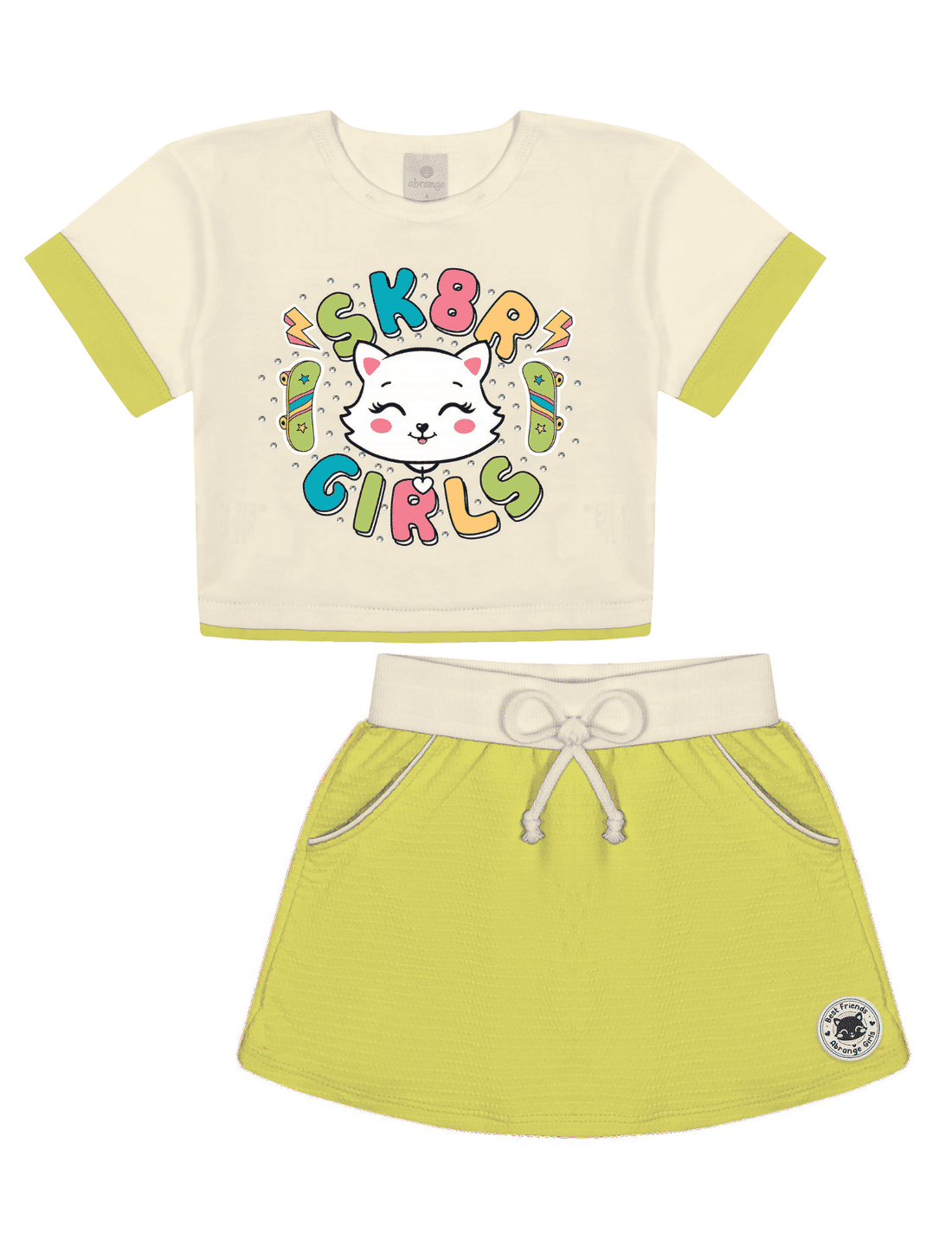 CONJ BLUSA E SHORTS/SAIA NATURAL/VD LIME