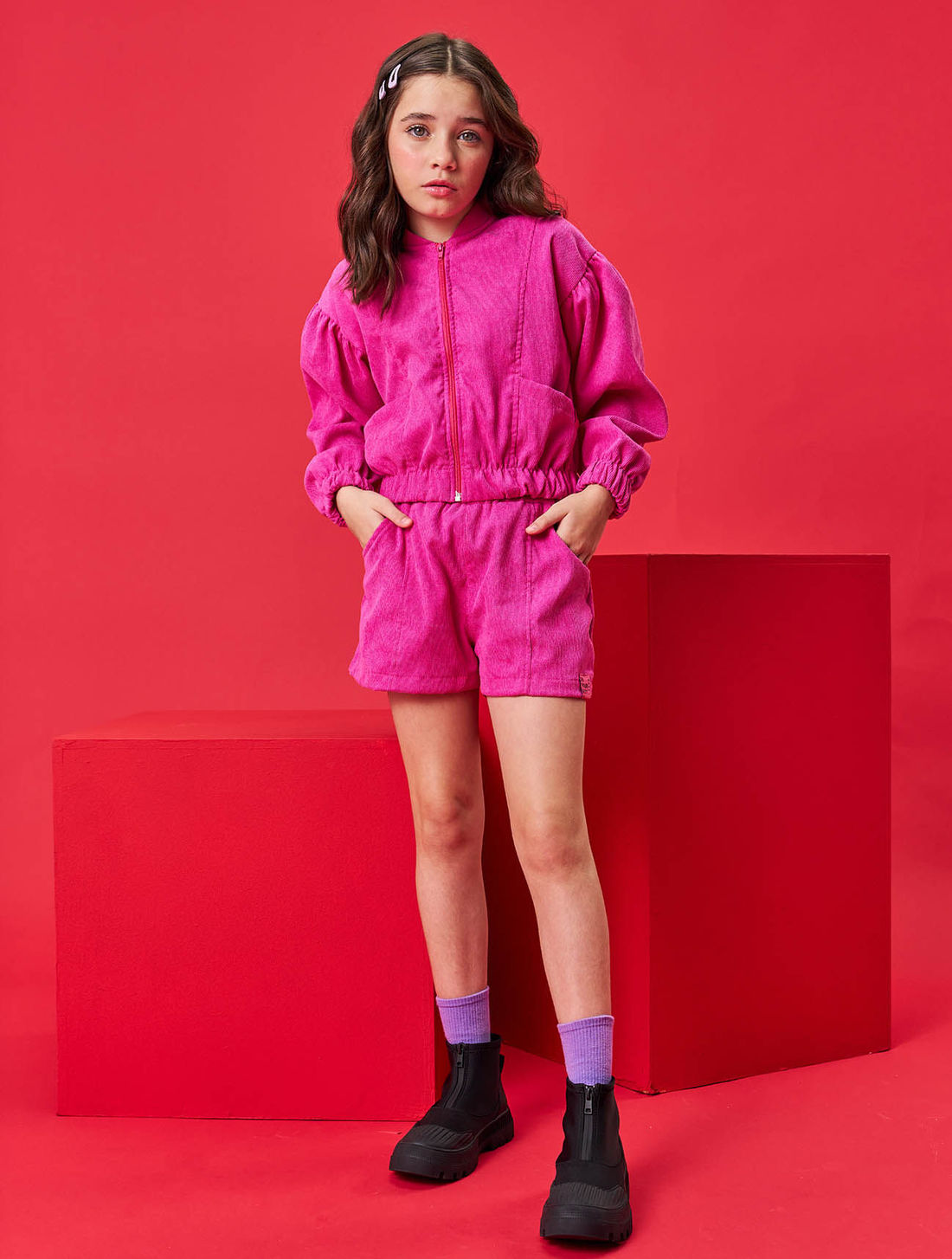 Conjunto Jaqueta E Short Cotelê Roxo CTV Conjunto Jaqueta E Short Cotelê Roxo CTV
