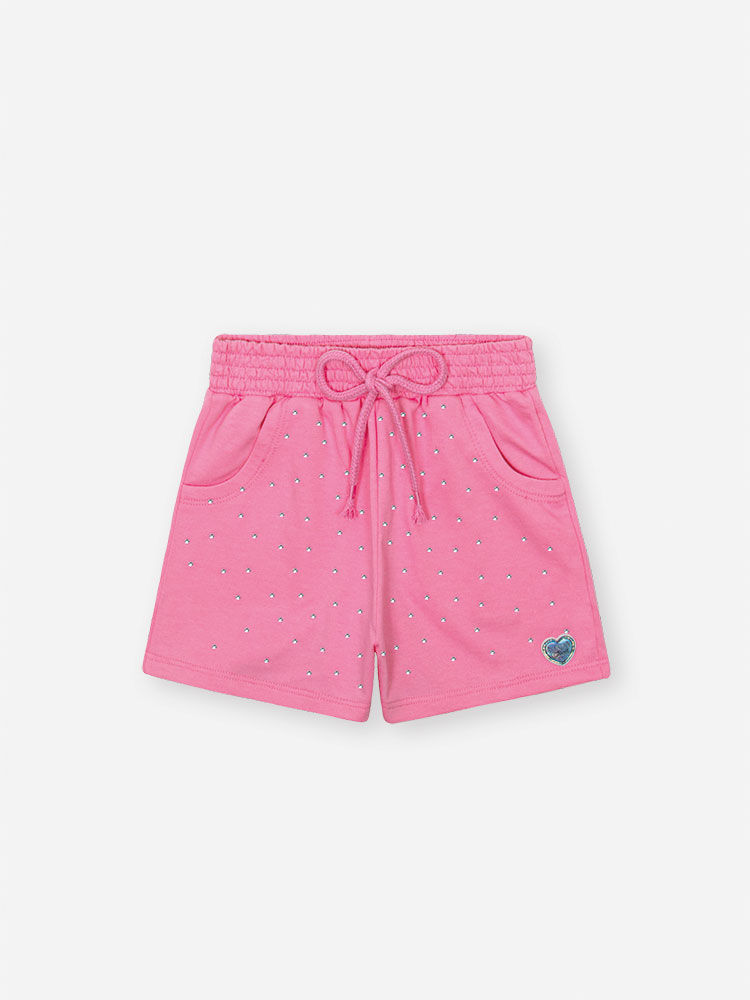 Shorts Infantil em Moletinho – Short Menina Verão Colorido com Cordão ROSA CONFETE
