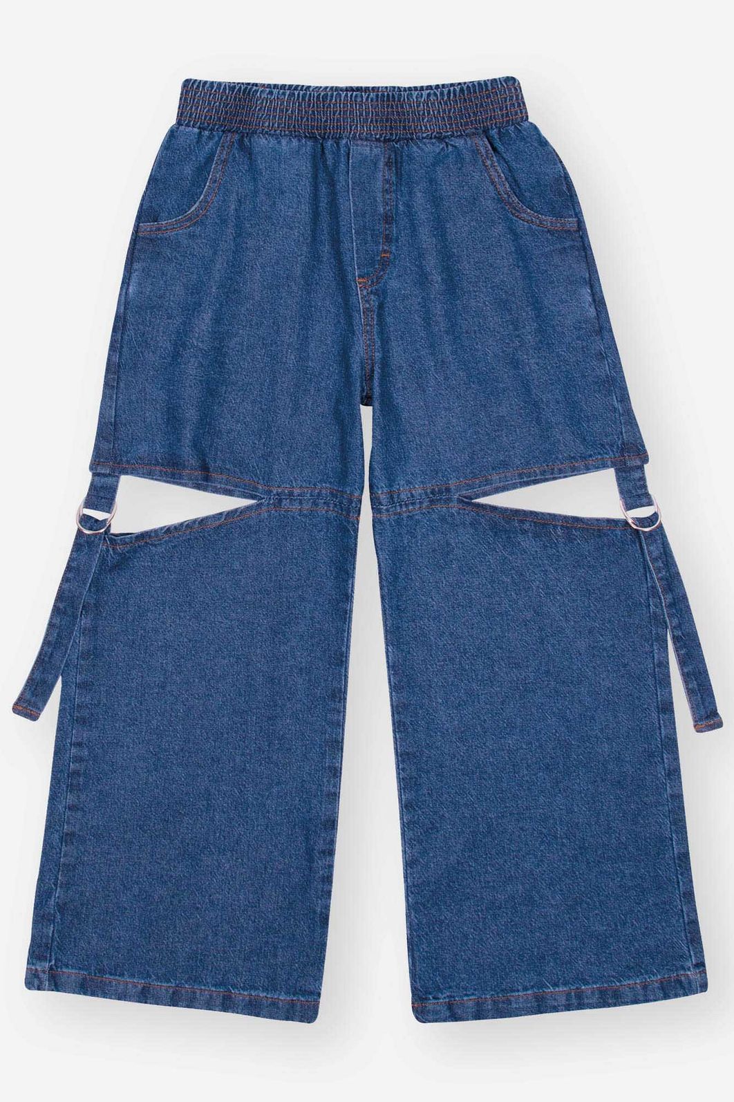 Calça Wide Leg Infantil Menina com Recorte Jeans CTV