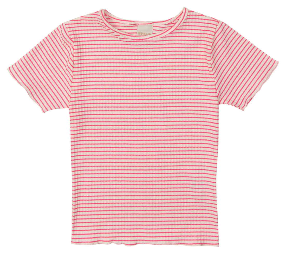 Blusa Infantil Cropped Listrada com Frufru Rosa Blusa Infantil Cropped Listrada com Frufru Rosa