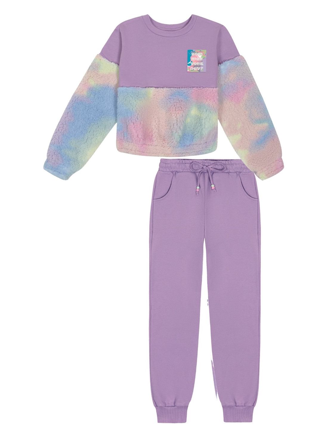 Conjunto Blusão Com Pelo Tie Dye E Calça Jogger Lilás CTV Conjunto Blusão Com Pelo Tie Dye E Calça Jogger Lilás CTV