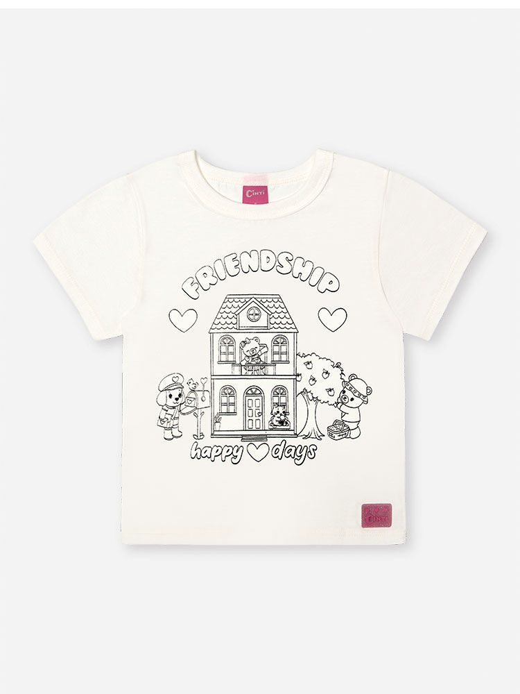 Blusa Infantil para Colorir com Canetinhas – Camiseta Menina Verão Interativa NATURAL/SORVETERIA