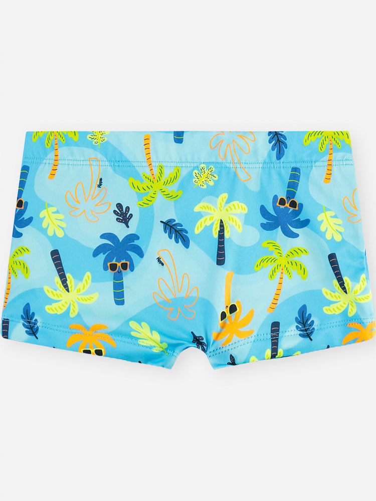 Sunga Menino em Malha UV Palmas Laranja Neon
