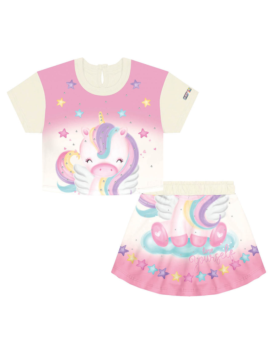 CONJ BLUSA E SAIA/SHORTS NATURAL/RS BARBIE