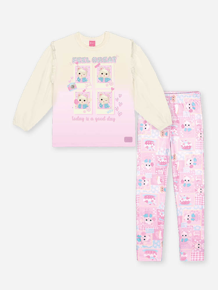 Conjunto Menina FEEL GREAT Patchwork Mundo Cinti