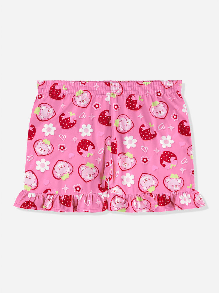 Conjunto Infantil Menina Pijama Morangos em Malha Suede