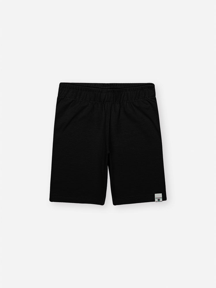 Bermuda Ciclista Infantil Básica em Cotton com Algodão – Ciclista Menina Verão com Elastano PRETO
