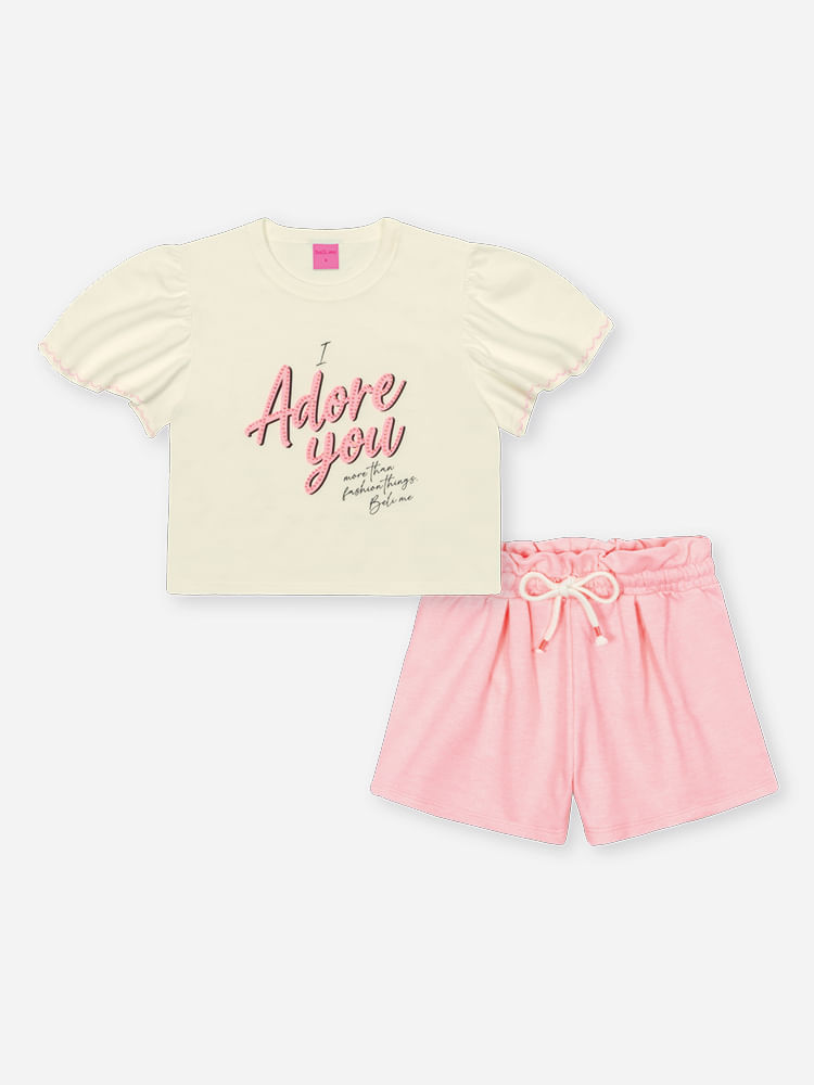 Conjunto Menina Adore You Rosa Beli.me