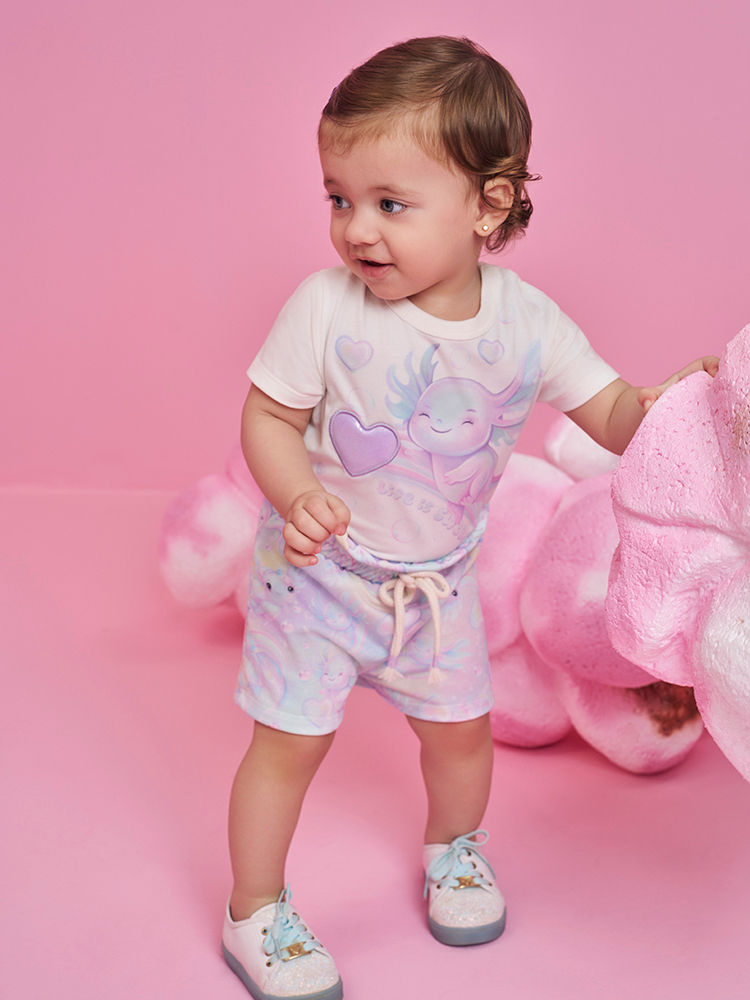Conjunto Bebê Menina Sara Salamandra com Shorts – Look Delicado Cinti Baby NATURAL/LL BRUMA